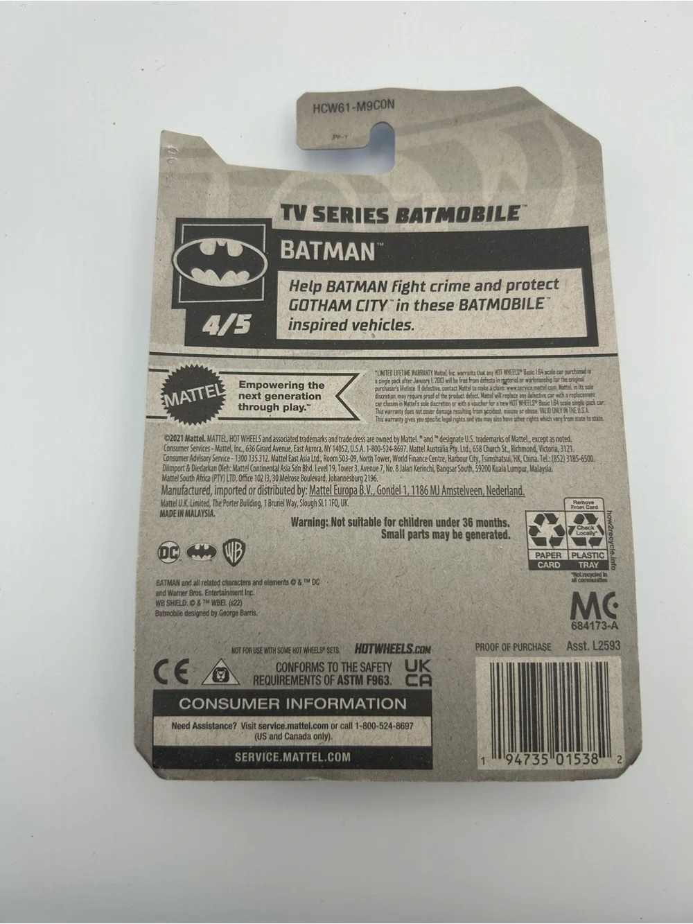 2021 Hot Wheels TV Series Batmobile Gold Batman Classic 1966 131/250